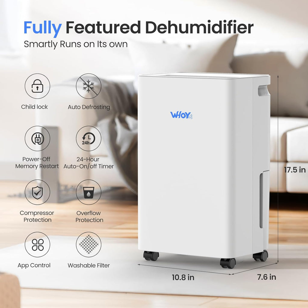 30 Pints Smart Dehumidifier with WiFi App, for Home & Bedroom Up to 2,000 Sq. Ft.