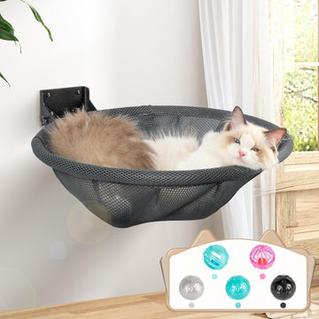 Cat Hammock Wall Mounted, Foldable & Stable Cat Beds- Breathable Cat Wall Shelves for Sleeping, Playing, Climbing