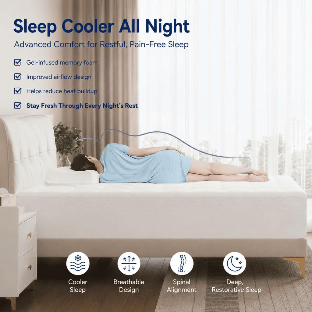 3 Inch Full Dual Layer Memory Foam Mattress Topper with Pillowtop | 2 Inch Cooling Gel Foam,1 Inch Soft Pillowtop