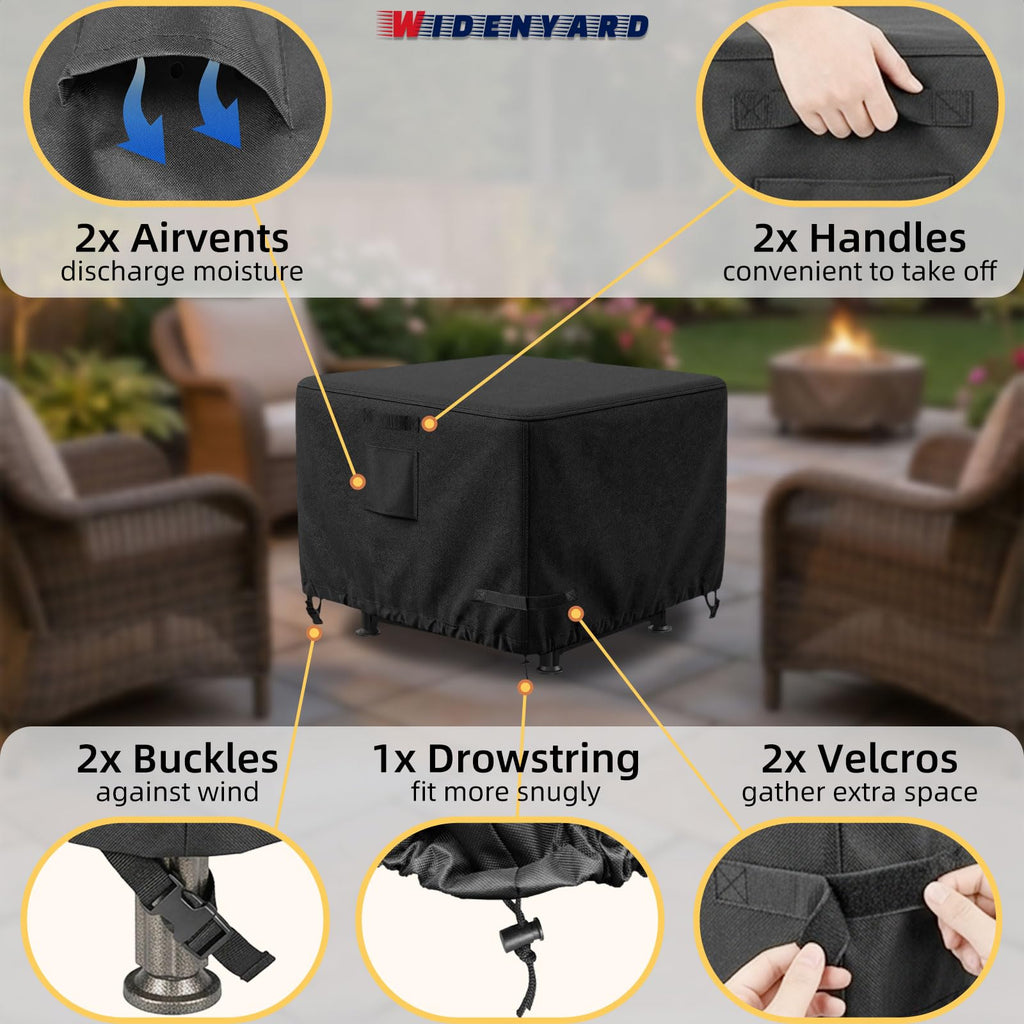 Square Fire Pit Table Cover 32x32x25 inch, Heavy Duty, Waterproof