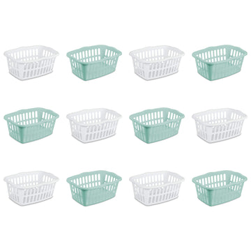 1.5 Bushel Rectangular Plastic Laundry Basket, Assorted, 12 Pack