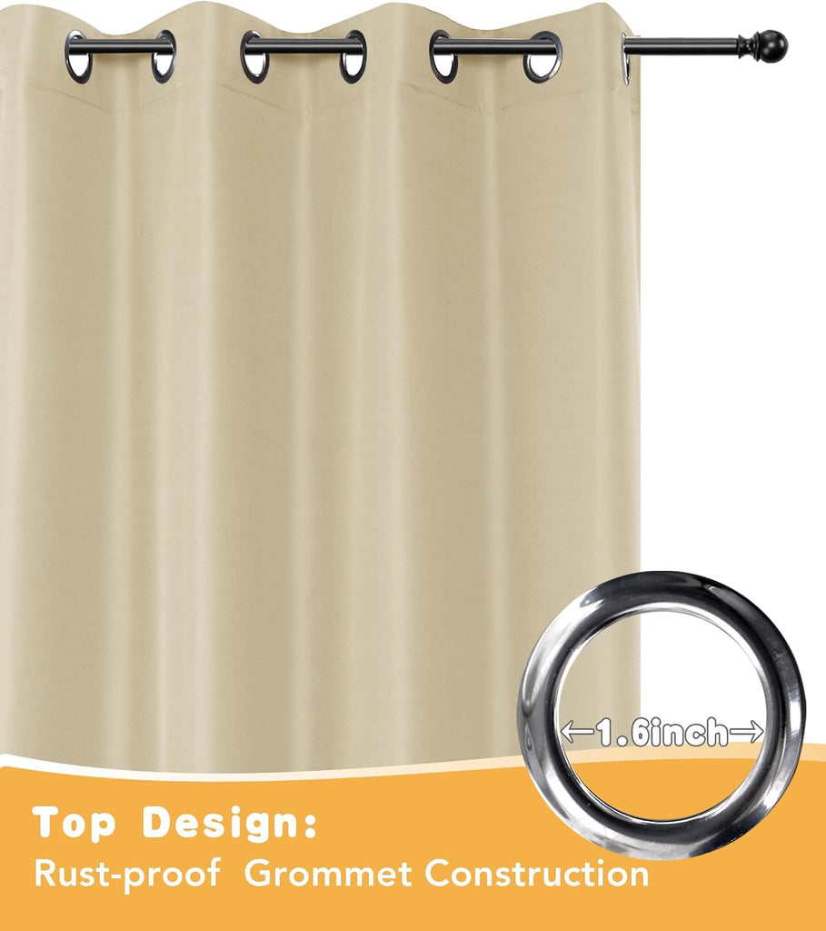 Outdoor Curtains Waterproof 4 Pcs 54x84 Inch Cream | Poolside Privacy Protection, Light Filtering Outside Curtains