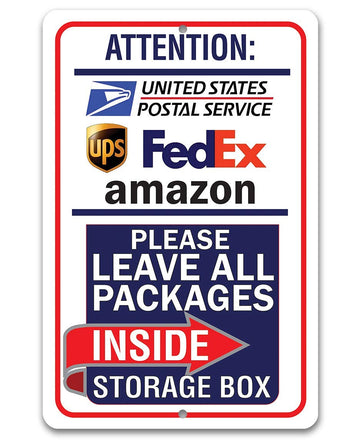 Delivery Sign for Package and Box Deliveries - Please Leave All Packages - Directional Deliveries Sign, Porch and