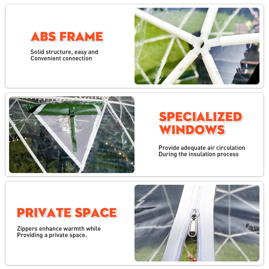 Garden Dome Bubble Tent House Outdoor, Upgraded Geodesic Dome Greenhouse with Transparent PVC Cover, Weatherproof