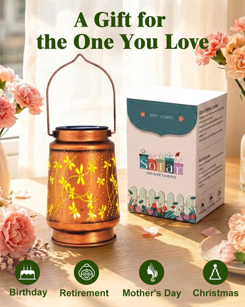 Birthday Gifts for Women, Solar Lanterns, Dragonfly, 2 Pack