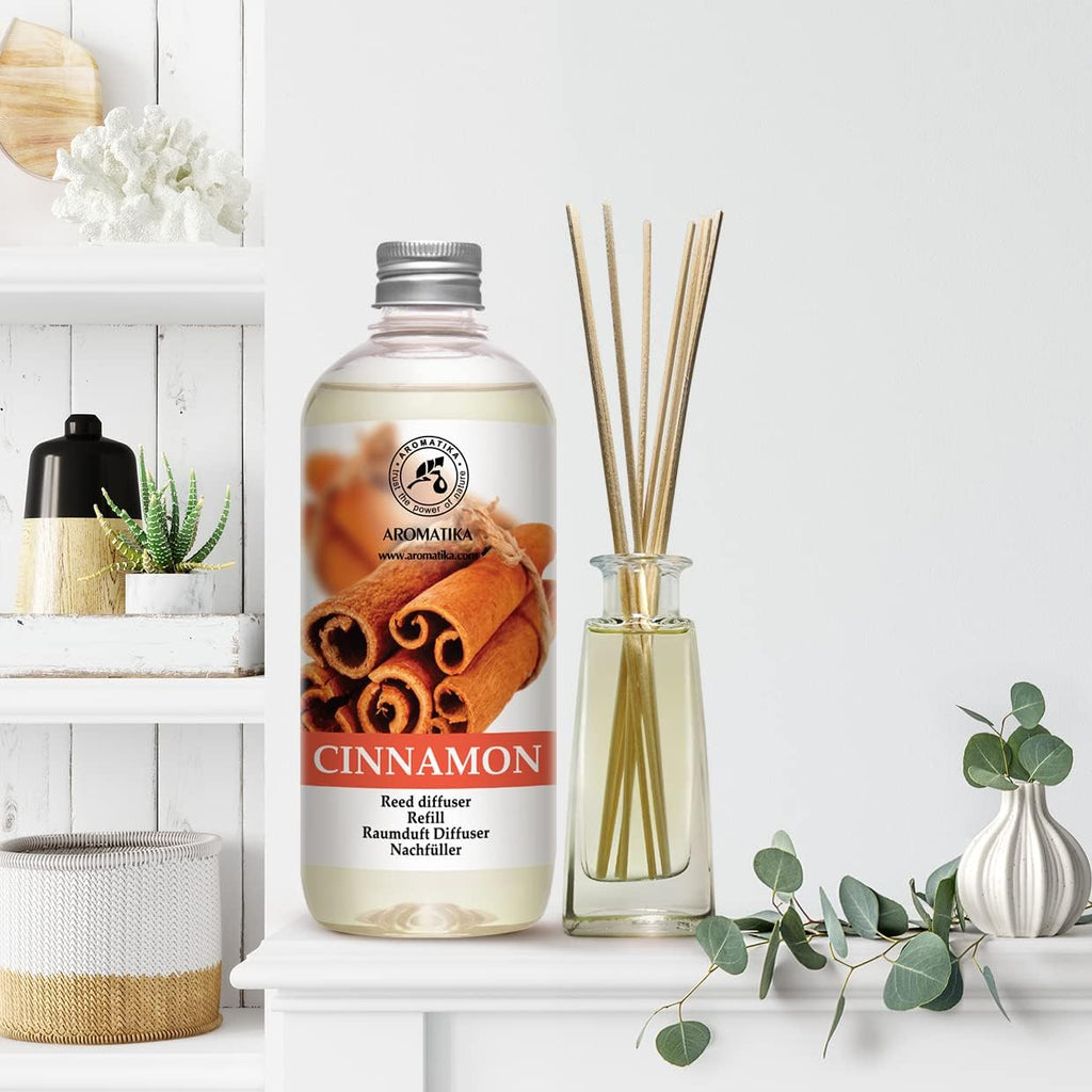 Cinnamon Reed Diffuser Refill with Natural Essential Cinnamon Oil 17 oz - Fresh & Long Lasting Fragrance - Best - Set of 17