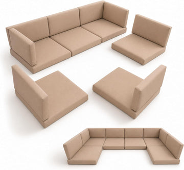 25.6" x 25.6" Outdoor Cushions Replacement Furniture, Deep Wide Seat Back Cushions Conversation Set, Splash-Proof &