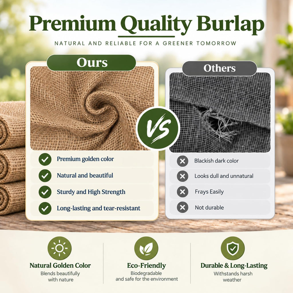 Burlap Fabric Roll, Natural Jute Breathable & Durable, 40 in x 5 ft