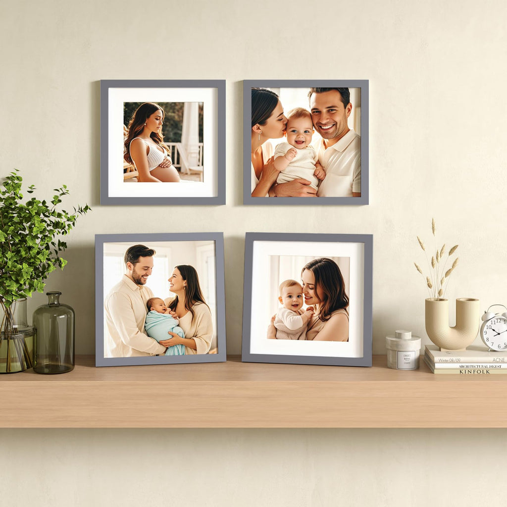 11x11 Picture Frame Display Pictures 4x4 or 8x8 with Mat or 11x11 Without Mat Made of Solid Wood with Plexiglass for