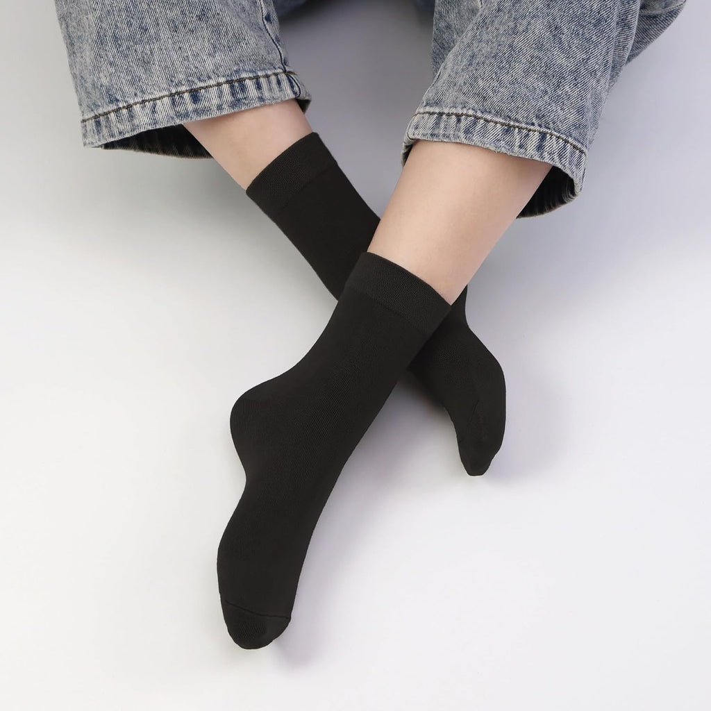 Kids Viscose Bamboo School Socks Soft flate Seam Color Anti Odor Thin Breathable Stretch Cuffs Girls Boy 5 Pairs