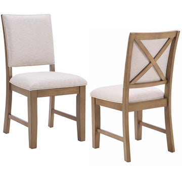 Farmhouse Dining Chairs Set of 2 Upholstered Kitchen Chairs with Cross Back Armless Wooden Side Chairs, Reception