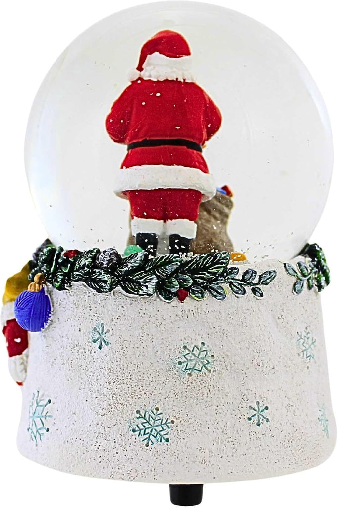 Santa and Kittens Musical Snow Globe - 4.75-Inch Christmas Water Globe with Adorable Cats and Santa Scene, Plays We
