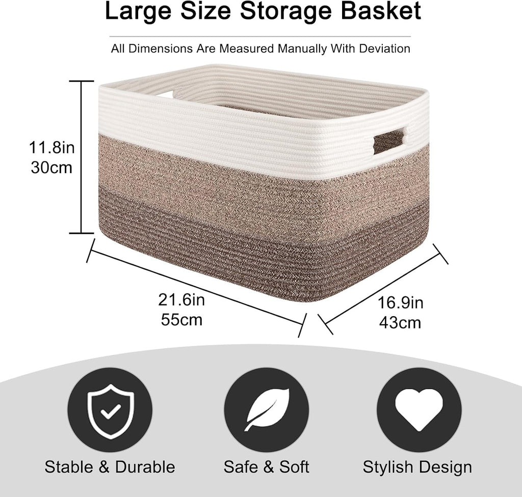 Blanket Basket Laundry Basket Dog Toy Basket 75L Dark Brown