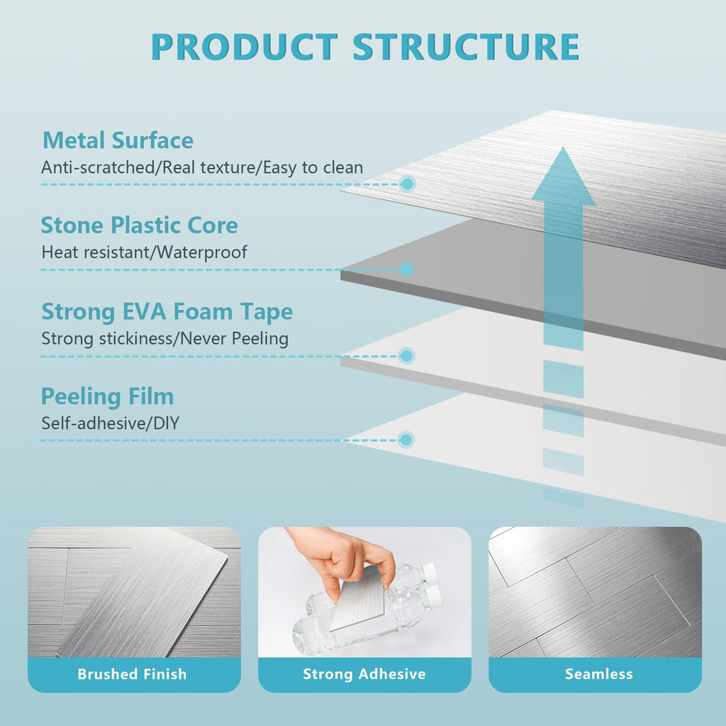 100-Pack Peel and Stick Backsplash Tile,3" x 6" Subway Tile