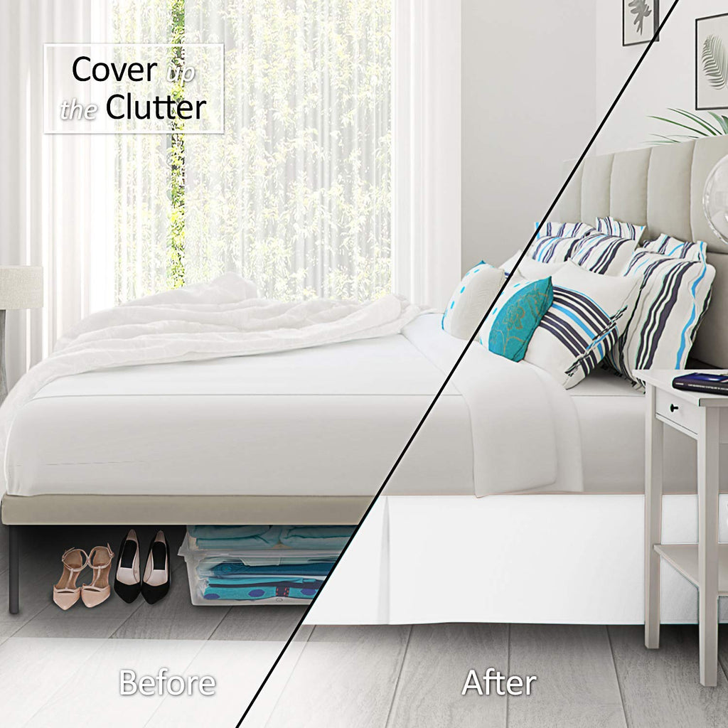 Box Pleated Bedskirt - Split Corner Bedskirt California King Size - Pleated Dust Ruffle Bedskirt - 100% Egyptian