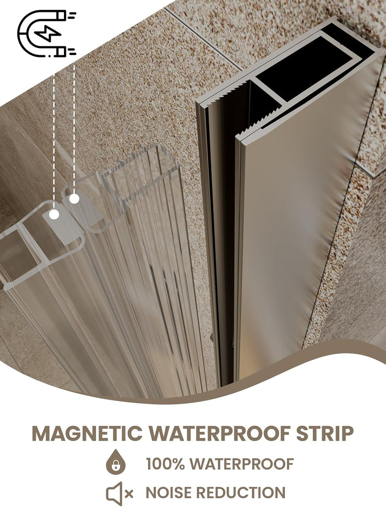 Semi-Frameless Sliding Glass Shower Door 44-48 in. W x 70 in. H, Chrome Frame, 1/4 in. Clear Tempered Glass