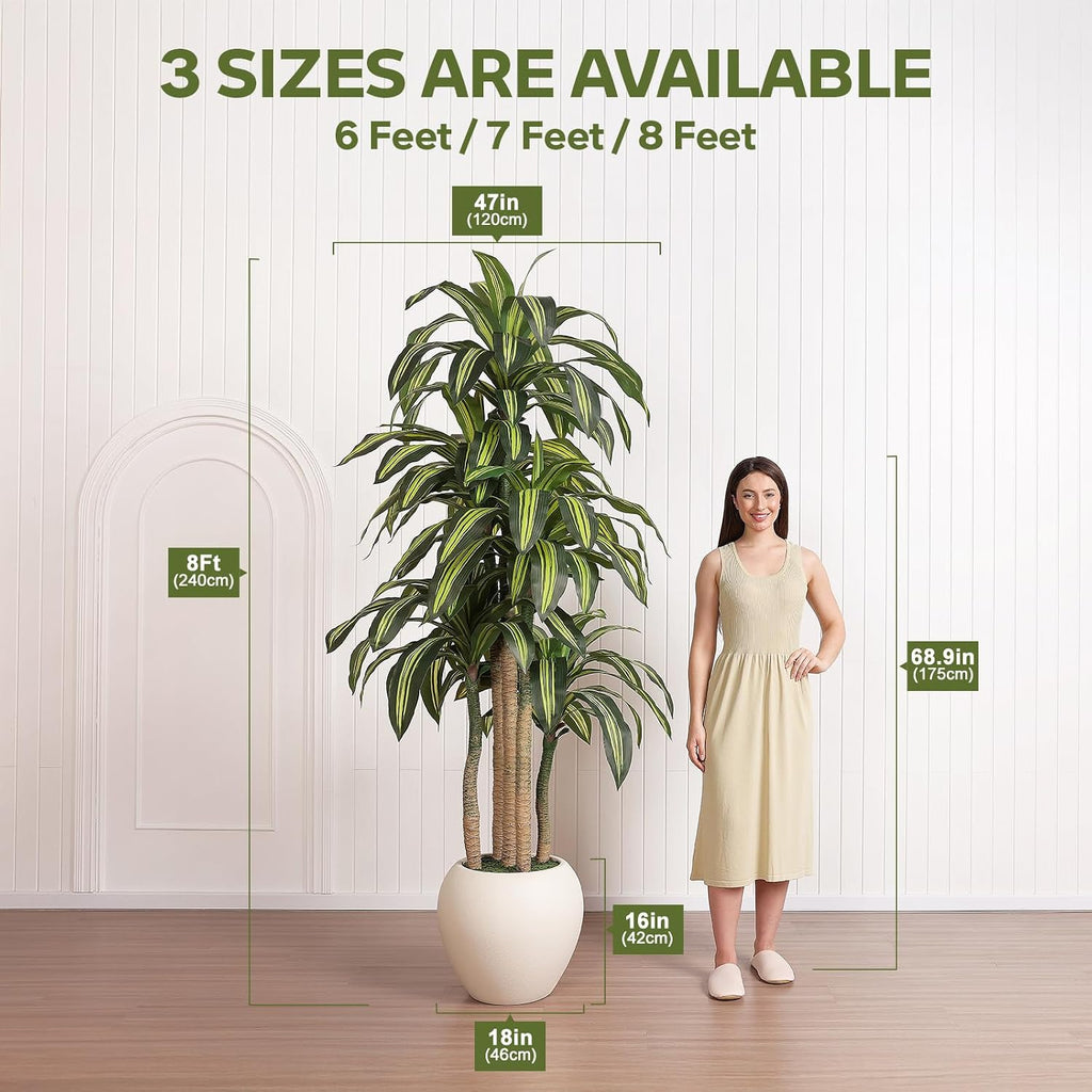 8ft Dracaena Artificial Plant Indoor with Planter