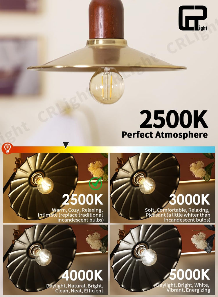 2W LED Globe Bulbs G16.5 Edison E12 4000K Neutral White, 12-Pack | 250LM 25W Equivalent, Clear Glass Vintage Edison