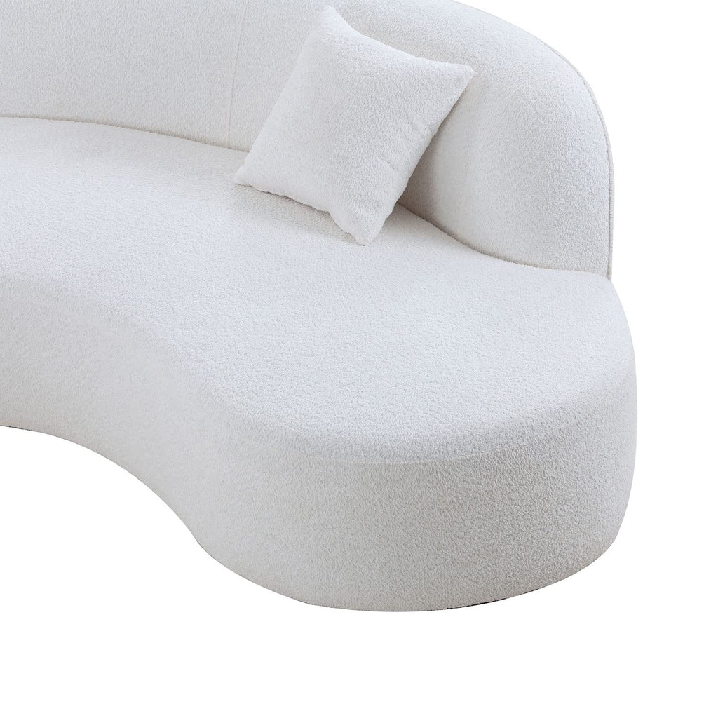 126" Luxury Modern Style Curved Sofa, Upholstery Boucle Sofa Couch with 2 Pillows, Right Hand Facing Sectional Boucle