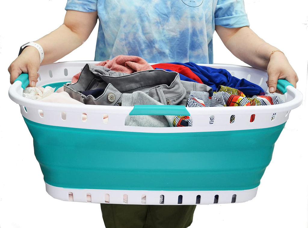 44L Collapsible Plastic Laundry Basket - Foldable Pop Up Storage Container/Organizer - Portable Hamper - (1