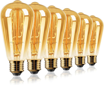 6 Pack 60W Edison Bulbs, ST64 Vintage Incandescent Light Bulbs(Dimmable)