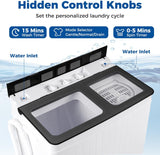 Portable Washing Machine, 26LBS Twin Tub Mini Compact Laundry Washer Spinner Combo with Drain Pump, 18Lbs Washer and