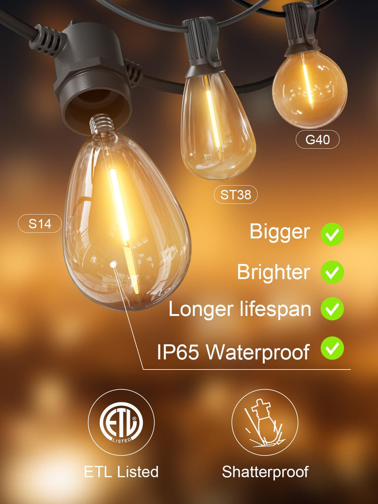150 FT Outdoor String Lights, Waterproof Patio Lights for Outside