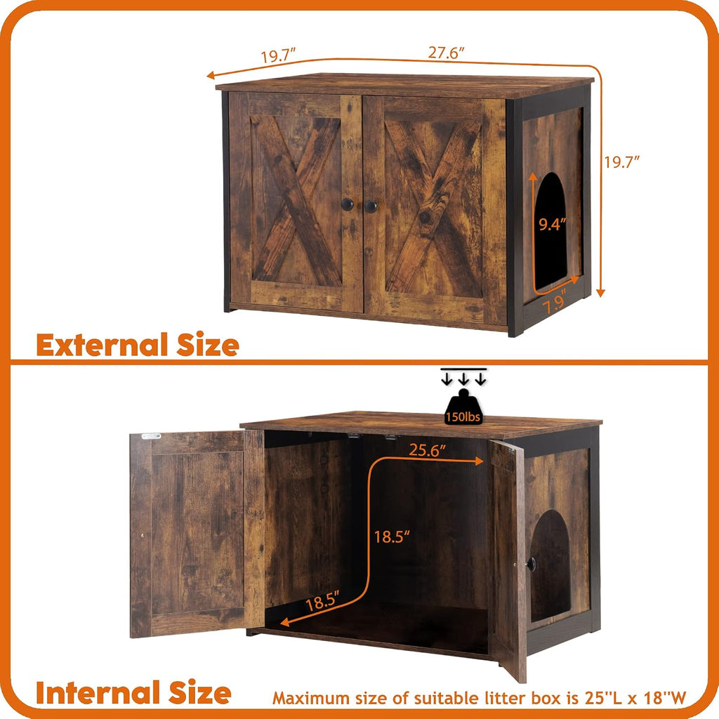 Cat Litter Box Enclosure, Hidden Litter Box Furniture, 27.6 Inches
