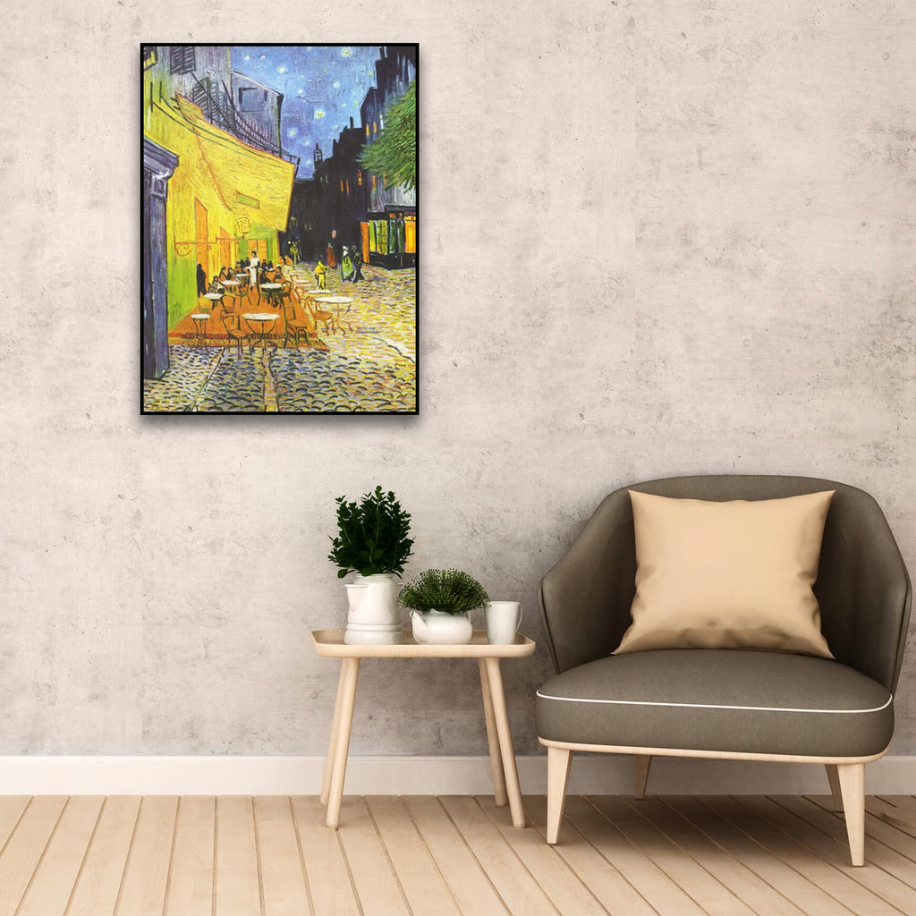 Vincent Van Gogh Canvas Wall Art Outdoor Cafe At Night Poster Impressionist Painting Style Retro Landscape Oil