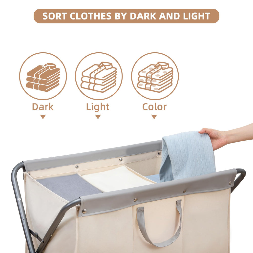 Collapsible Laundry Hamper with Wheels, Rolling Laundry Basket, Heavy Duty Cloth Sorter with Removable Bag