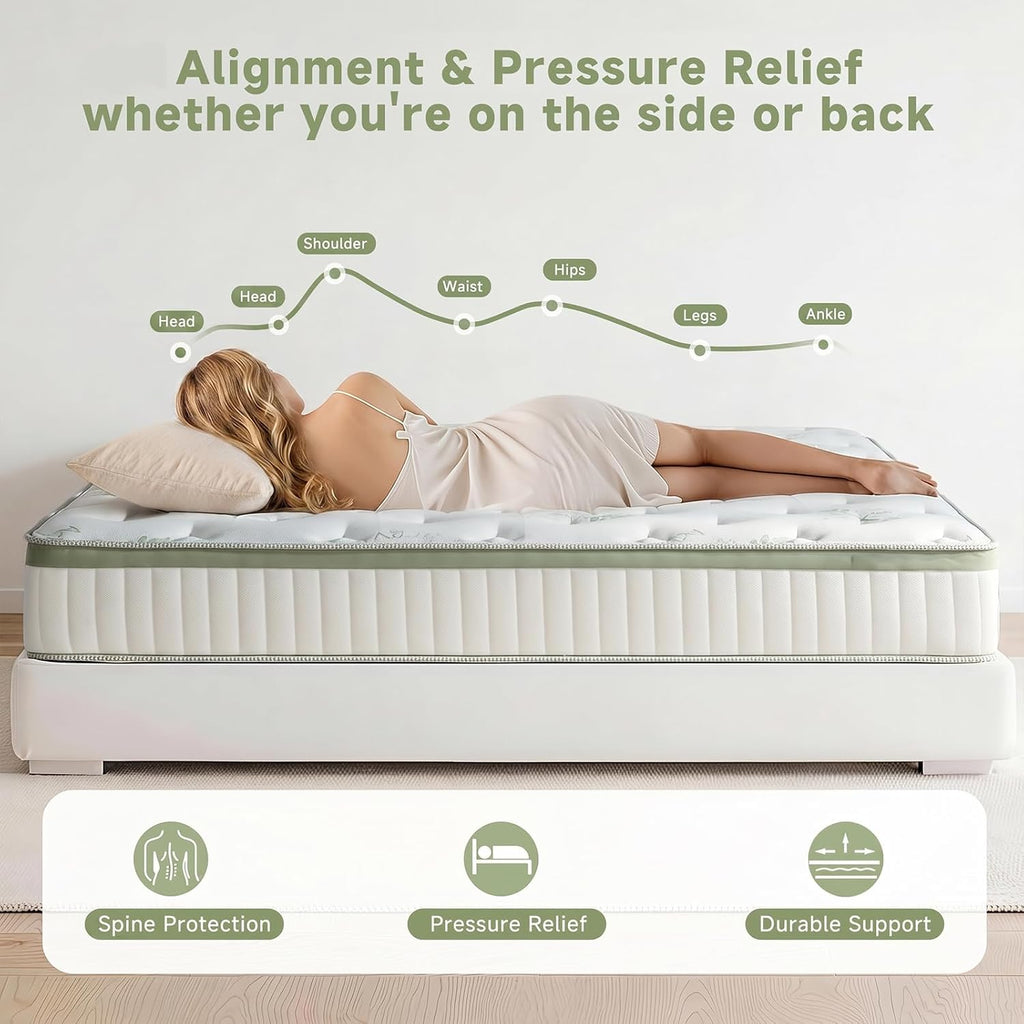 King Size Mattress, 14 Inch Hybrid King Mattress in a Box, Medium Firm Memory Foam Mattress, with Individual Pocket