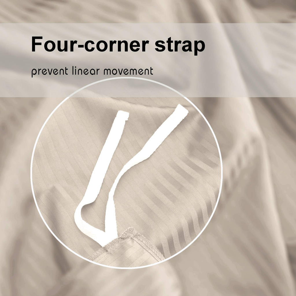 & Stitch Duvet Cover Set, 500 Thread Count Damask Stripe 3 Piece Duvet Insert Cover Set, 100% Cotton