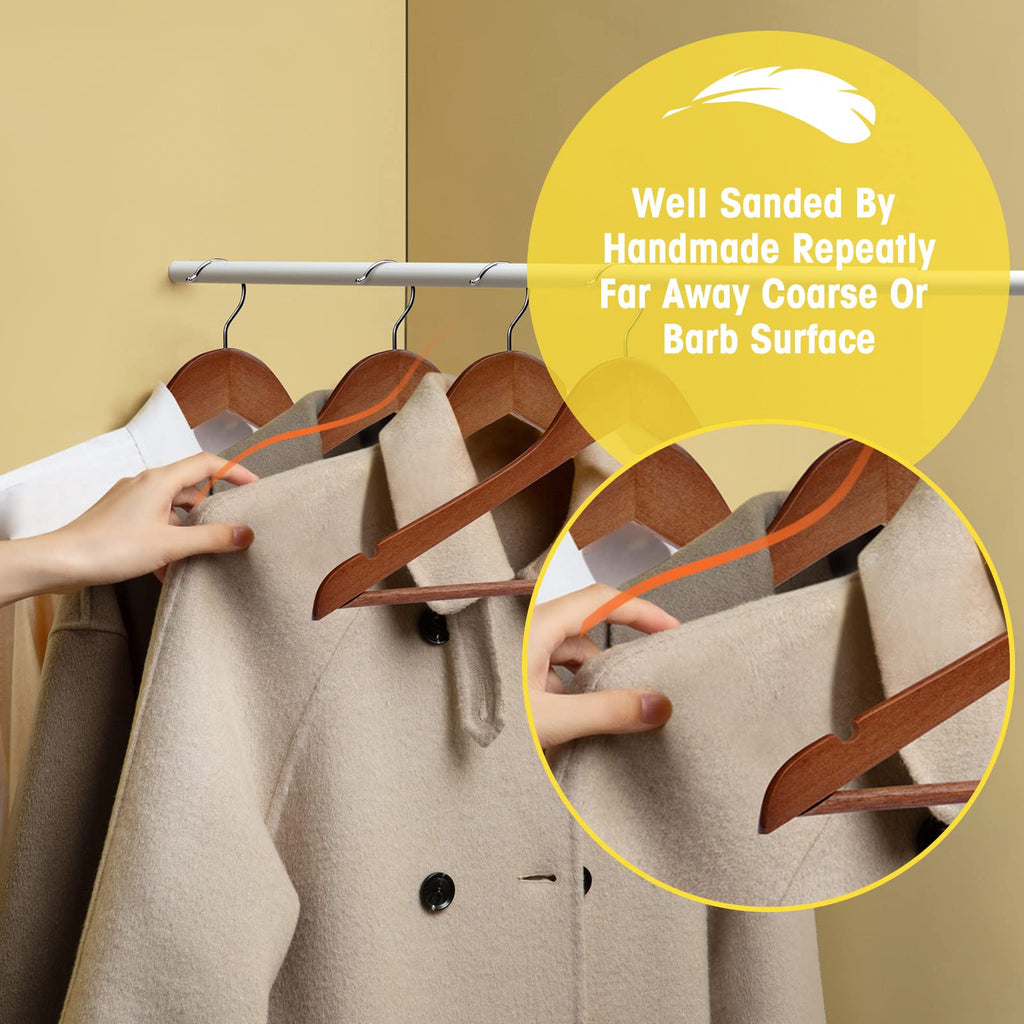 Wooden Hangers - 60 Pack - Clothes Hanger for Daily Used, Heavy Duty Wood Hangers with Precisely Cut Notches, Coat