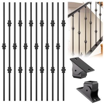 Staircase Balusters, 12-Pack Hollow Stair Spindles 40" Single Knuckle with Double Knuckle 1/2" Iron Balusters for