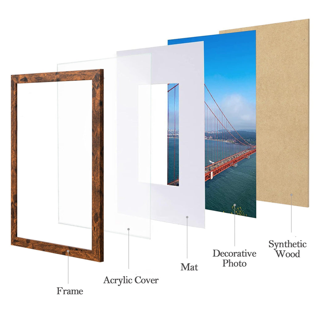 10x10 Picture Frames Set of 9 Classic Gallery Wall Frame Set Displays 5x5 Photo with Mat or 10x10 without Mat, Square