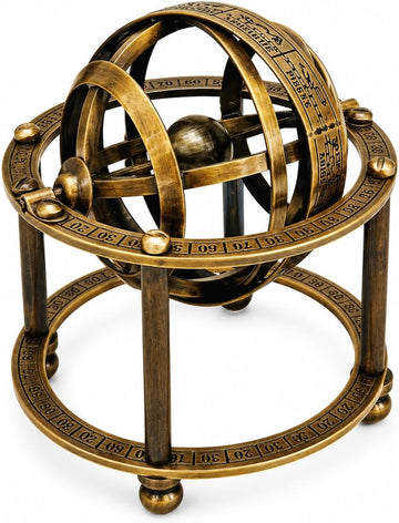 Vintage Brass Armillary Sphere Decorative Zodiac Globe Sundial Gold Astronomical Desktop Decor Antique Nautical Style