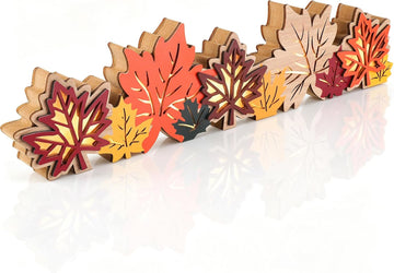 Lighted Fall Decorations Wooden Maple Leaf Table Light