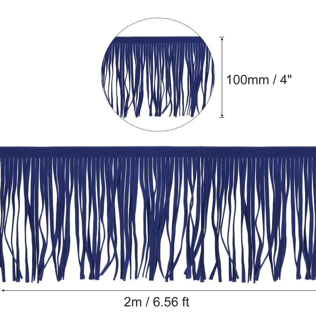 4 Inch PU Leather Suede Fringe Trim Double Side Leather Sewing Tassel Fringe for DIY Sewing Dress Crafts - 2 Yards