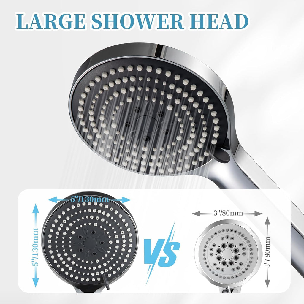 Handheld Shower Head, 6-Mode High Pressure Handheld Sprayer High Flow Large Powerful Boosting Handheld Showerhead for