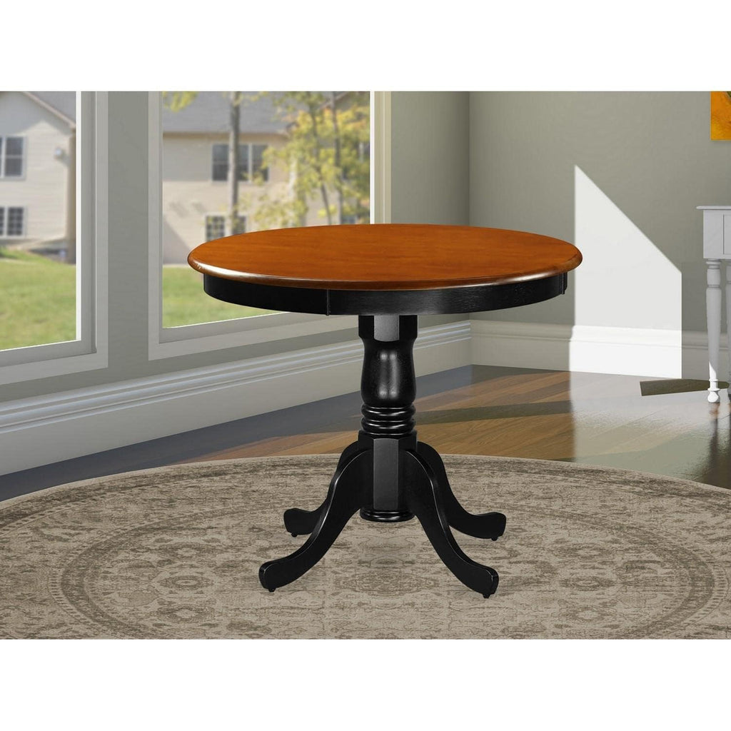 West Furniture ANT-BLK-TP Antique Kitchen Dining Table - a Round Solid Wood Table Top with Pedestal Base, 36x36 Inch