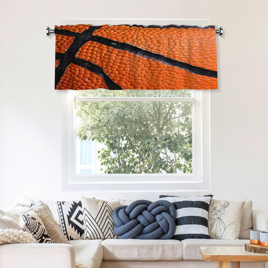 Valance for Windows Basketball Lace Rod Pocket Window Treatment Valances Short Curtains Living Room Bathroom, 54x18 in