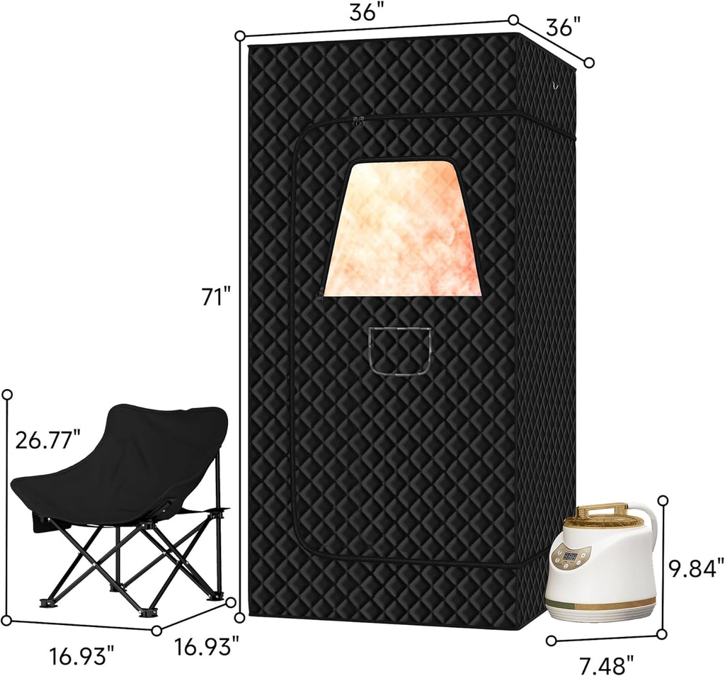 Springspa Portable Steam Sauna Box with 3L & 1500W±10%, Personal Sauna Tent with 9 Adjustable Heat Levels
