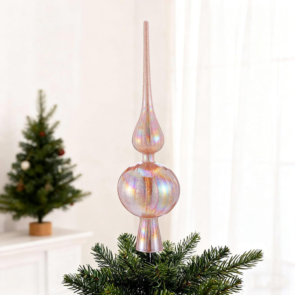 12" Mercury Glass Christmas Tree Topper,Classic,Glitter