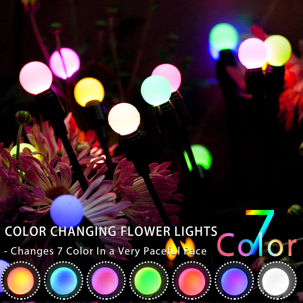 Solar Garden Lights, Starburst Swaying Light - Swaying When Wind Blows, Solar Lights Outdoor Decorative, Color