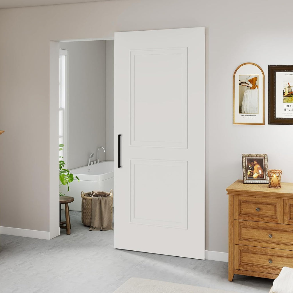 36"x84" Concealed Sliding Barn Door with Soft Close Hardware Kits, White Primed Solid Core Hidden Do