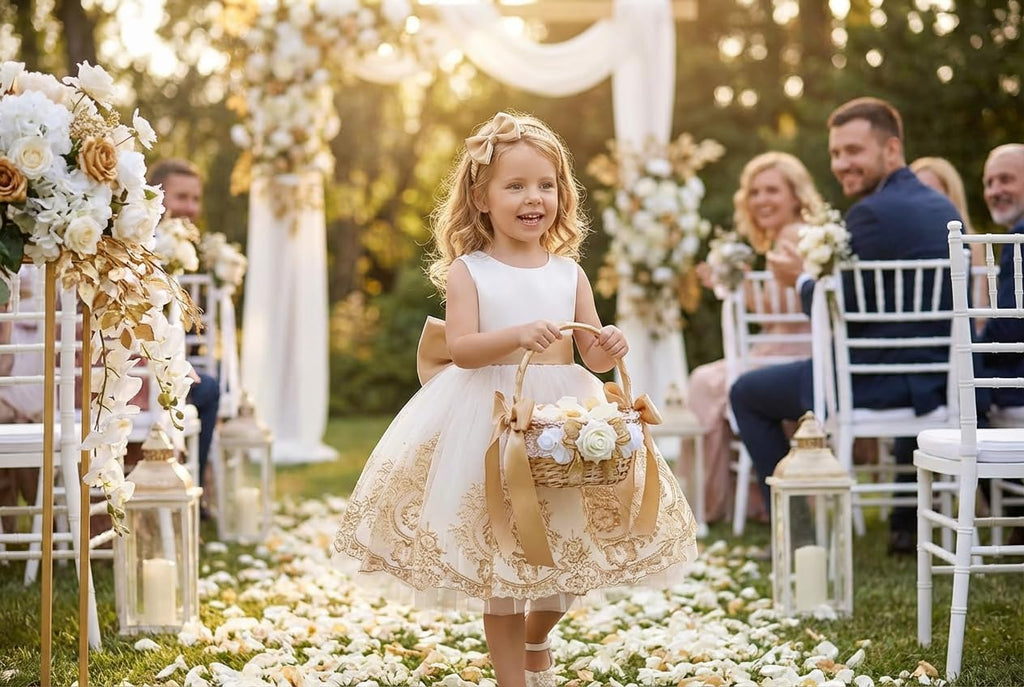 Big Bowknot Toddler Baby Girls Formal Dresses Pageant Party Lace Embroidery Dress with Headwear