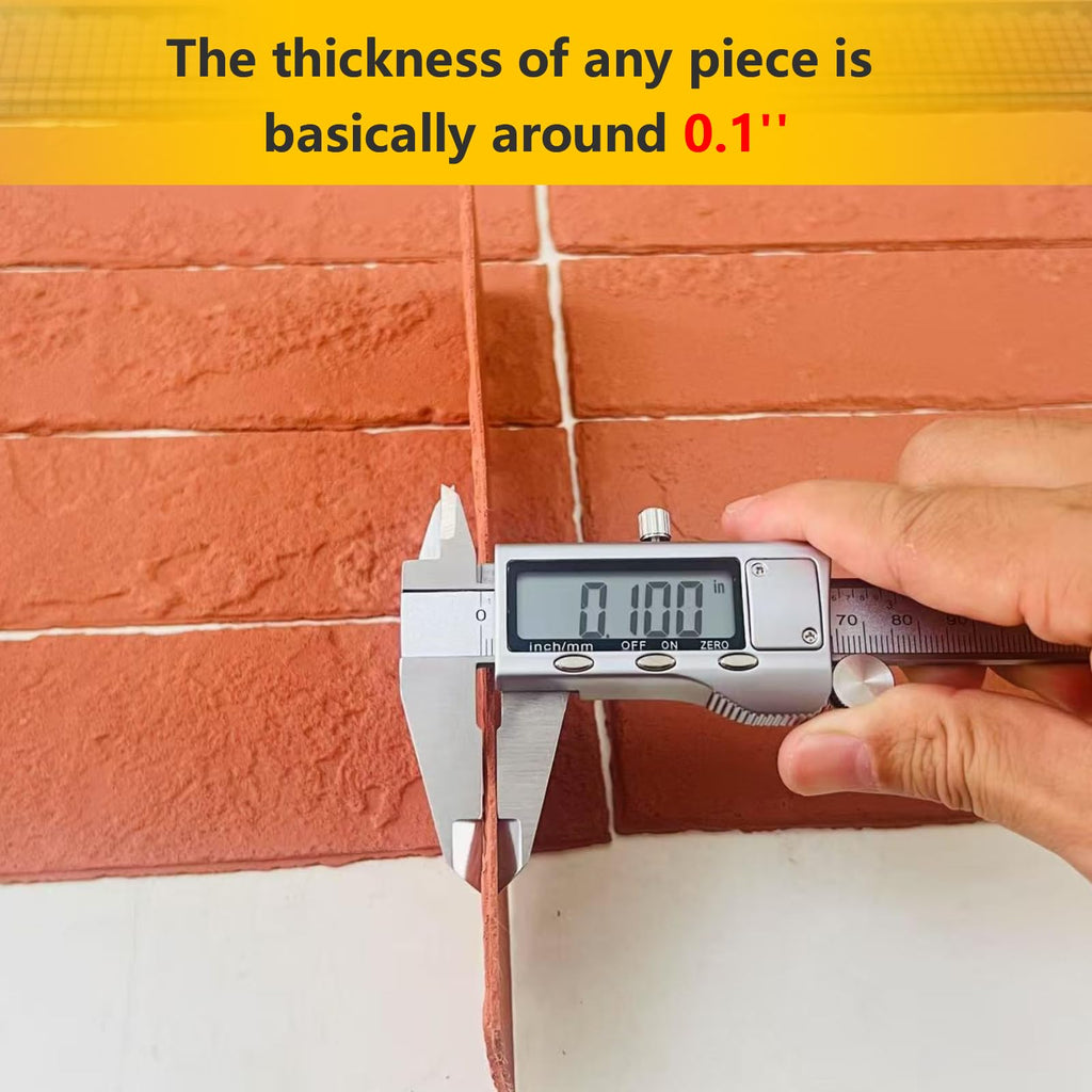 100 Pcs Faux Thin Brick Wall Tiles Veneers, Inorganic Modified Clay, 14 Sq.ft, Realistic Brick Texture and