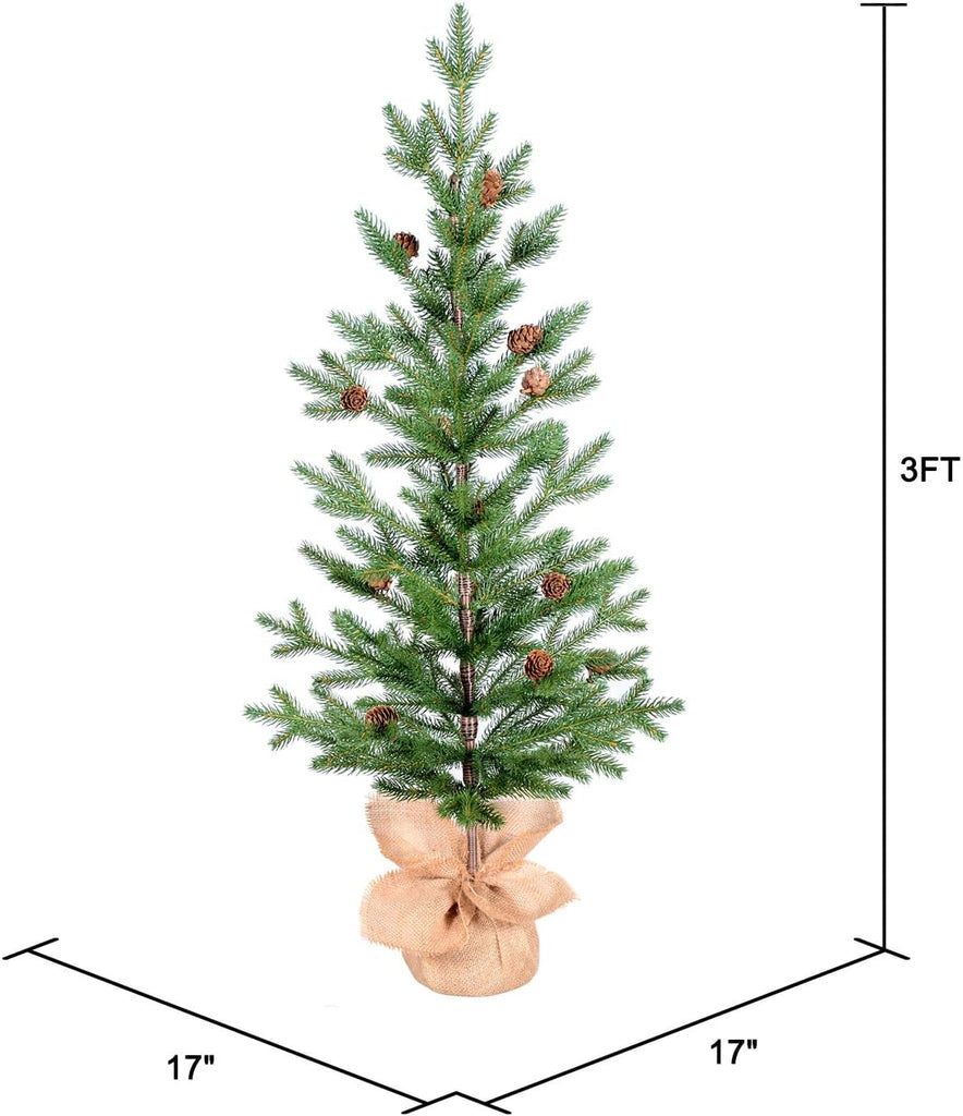 3FT Tabletop Artificial Christmas Tree, 209 PE Tips, Unlit, Office