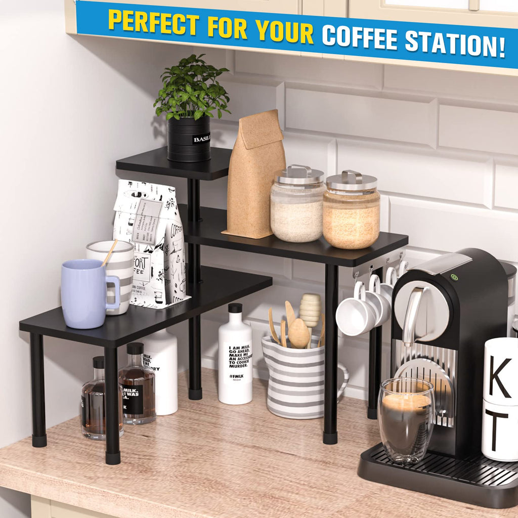3-Tier Bathroom Countertop Corner Shelf Organizer, Black