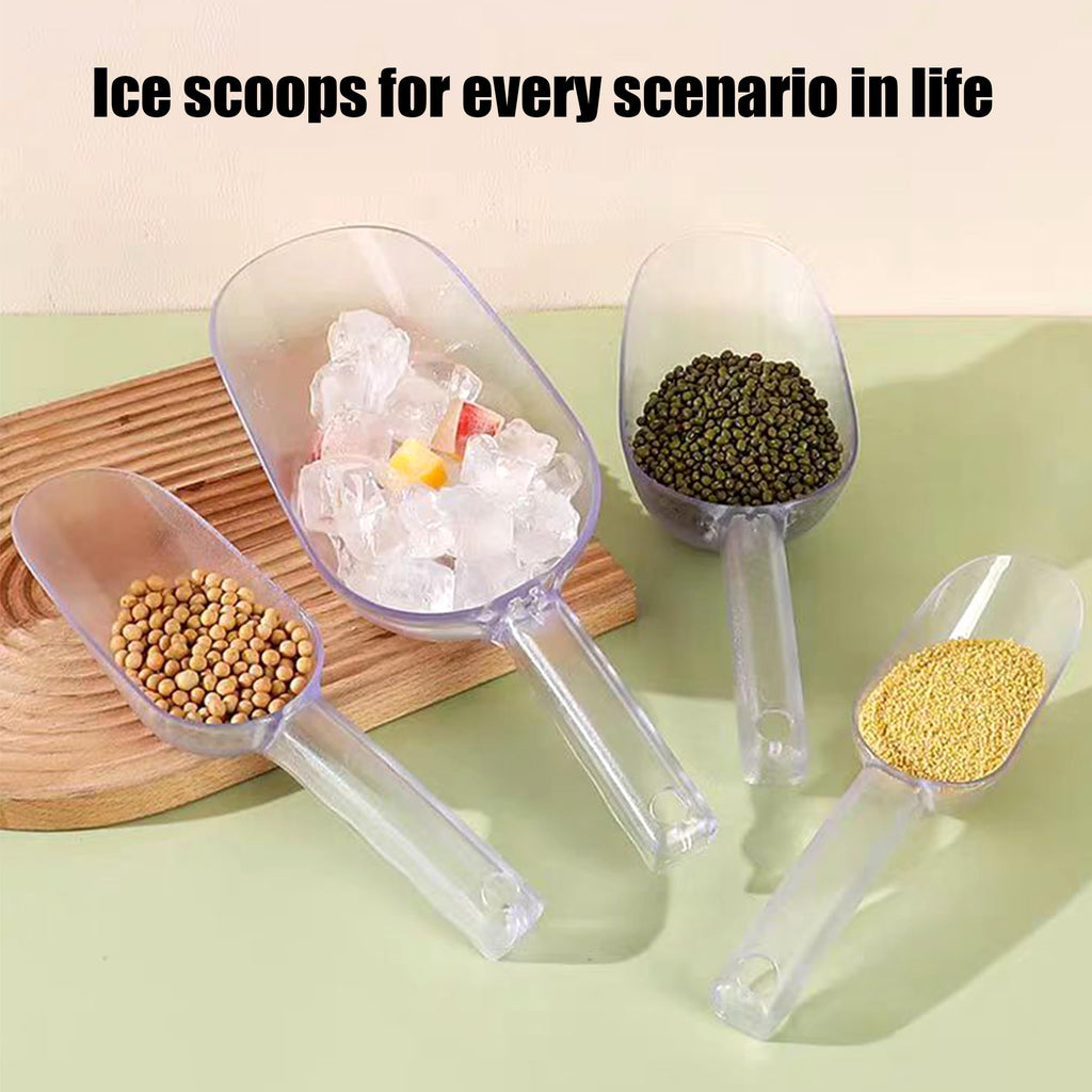 3PCS Clear Plastic Ice Scoop, 6 ounces Alec Ice Scoops, Scoop for Ice Bucket Ice, Popcorn, Coffee Beans, Flour (6 oz.)